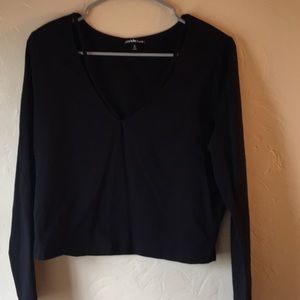 Black, long, sleeve, crop top